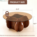 Modern round Coffee Table with Solid Wood Legs,31.5'' Glass Coffee Tables for Living Room Rustic Circle Center Cocktail Table with Tempered Glass-Top,For Small Spaces, Unique | Modern
