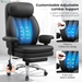 Big and Tall Office Chair with Lumbar Support, Executive Leather Computer Desk Chair, Heavy Duty Comfortable Gaming Chair with Double Layer Cushion & Footrest for Home Office Gaming