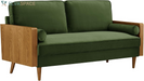 Kellan 72 Inch Velvet Sofa in Walnut Moss Green