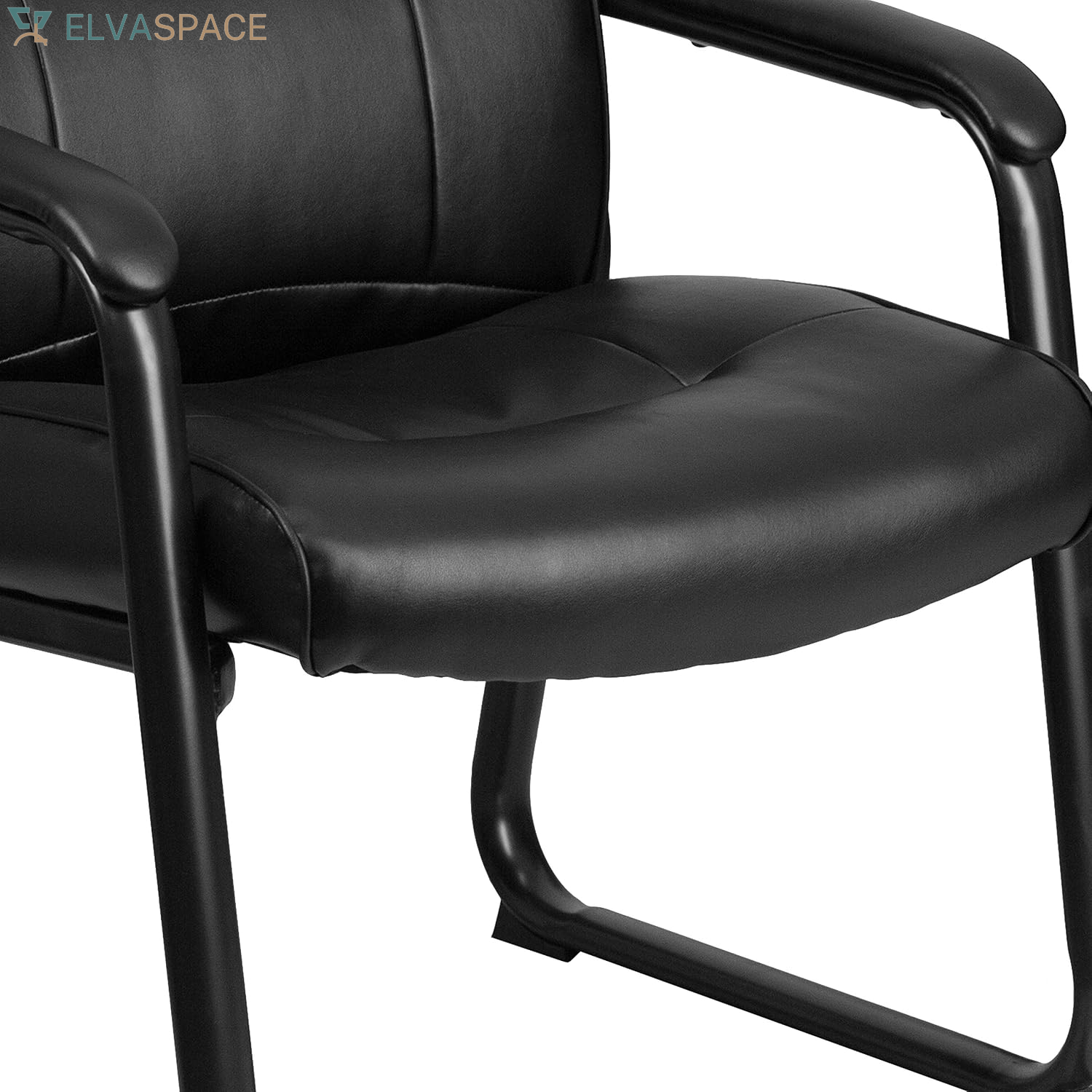 Hercules Series Big & Tall Leathersoft Executive Side Reception Chair, Padded Lobby Chair with 500-Lb. Static Weight Capacity, Black