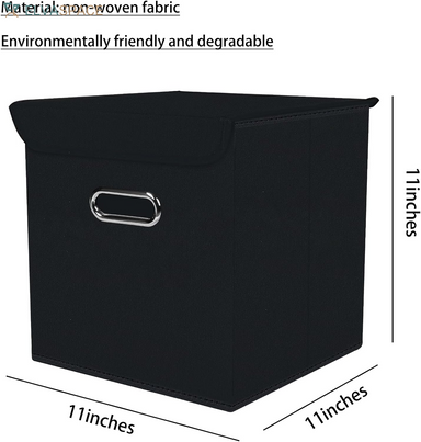 Closet Organizers Fabric Storage Bins with Lids Collapsible Cube Storage Organizer Basket with Handles,Storage Boxes for Clothes Storage,Office,Laundry,Shelves,8 Pack,（Black）