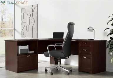® Magellan Performance 71"W L-Shaped Corner Desk, Cherry