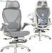 X100 Ergonomic Office Chair with Footrest, Big and Tall Home Desk Chair with 5D Flip-Up Arms, Adjustable 3D Lumbar Support,High Back Rolling Computer Chair, Swivel Mesh Chairs