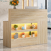 47" Reception Desk with LED Lights Power Outlets,L-Shaped Modern Front Table Reception Room Table with Cable Grommet,Lockable Drawers,Retail Checkout Counter for Lobby,Salon,Home Office Desk,White