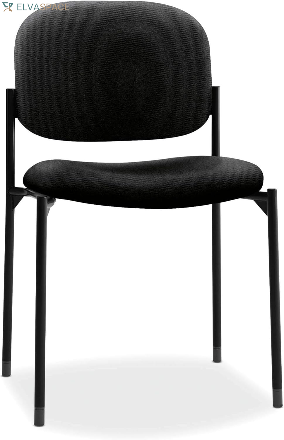 Scatter Guest Office Chair, Armless Leather Seating for Waiting Rooms, Lobbies, Conference Areas, and Offices, Stackable Side Chair for Reception and Training Spaces, Black