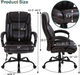 Big and Tall Office Chair 500Lb Wide Seat Massage Desk Chair Ergonomic Computer Chair with Headrest Lumbar Support Armrest Rolling Swivel Chair Adjustable PU Leather Task Chair for Adults Women(Brown)