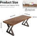 Solid Wood Desk 55 Inches, Home Office Computer Desk Wooden Rustic Writing Desk Metal Modern Simple Design Executive Real Wood Desk(Rustic Brown)