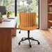 Green Office Desk Chair with Wheels Armless Vanity Chair Modern | Faux Leather Upholstered with Rocking Back, Swivel Height Adjustable Small Cute Computer Rolling Task Chair Ergonomic 300Lb