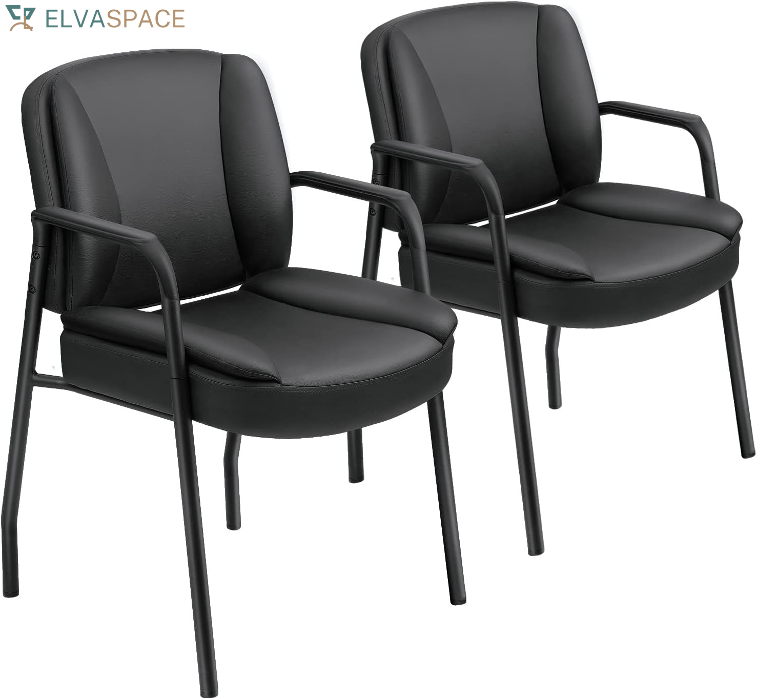 Office Guest Chair Reception Chair for Office Reception Lobby PU Leather Waiting Room Chair with Armrests Executive Office Chair Upholstered Set of 2