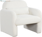 Modern Accent Chair for Living Room, Sherpa Fabric Upholstered Armchair W/Waist Pillow, Comfy Reading Chair W/Armrests, Small Single Sofa for Bedroom, Reception, Apartment, Office, White