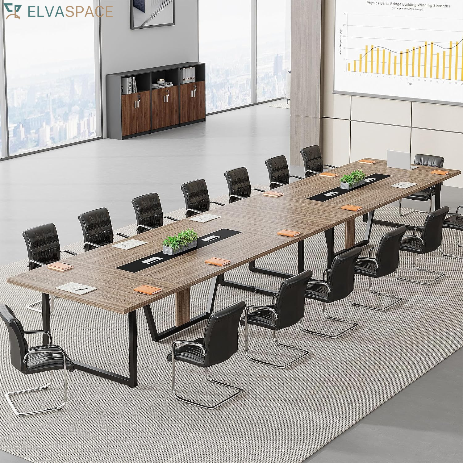 Tribesigns 8FT Conference Table, 94.49 L X 47.24 W X 29.53 H Inches Large Meeting Podcast Table for 10 People, Business Style Wooden Training Table with Strong Metal Frame for Office Conference