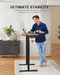 Electric Standing Desk with Keyboard Tray, 44X24, Vintage Brown