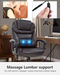 Big and Tall 500Lbs Wide Seat Ergonomic Desk Chair with Lumbar Support Arms Headrest Massage Office Chair Rolling Swivel PU Leather Task Computer Chair for Adults(Brown)