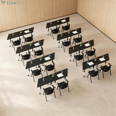 Folding Conference Room Table with Wheels, Flip Top Mobile Training Room Tables, Modular Rolling Meeting Table, Space Saving Conference Tables for Office Classroom Seminar, 6-12 Person（2Pcs）
