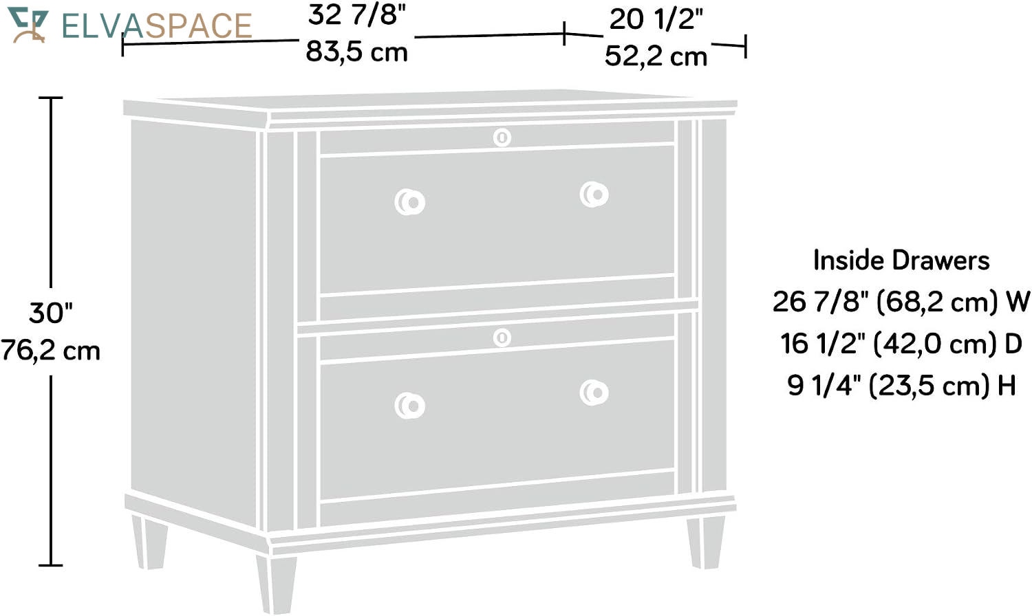 Hammond 2 Drawer Lateral File Cabinet for Home Office, Filing Cabinet with Lock, in Emery Oak