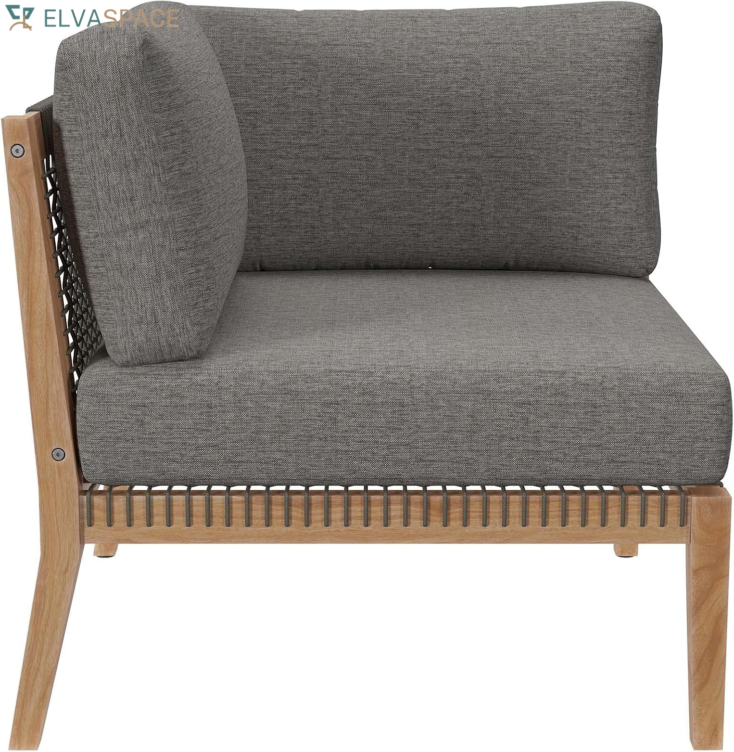 Clearwater Outdoor Patio Teak Wood 6-Piece Sectional Sofa in Gray Graphite