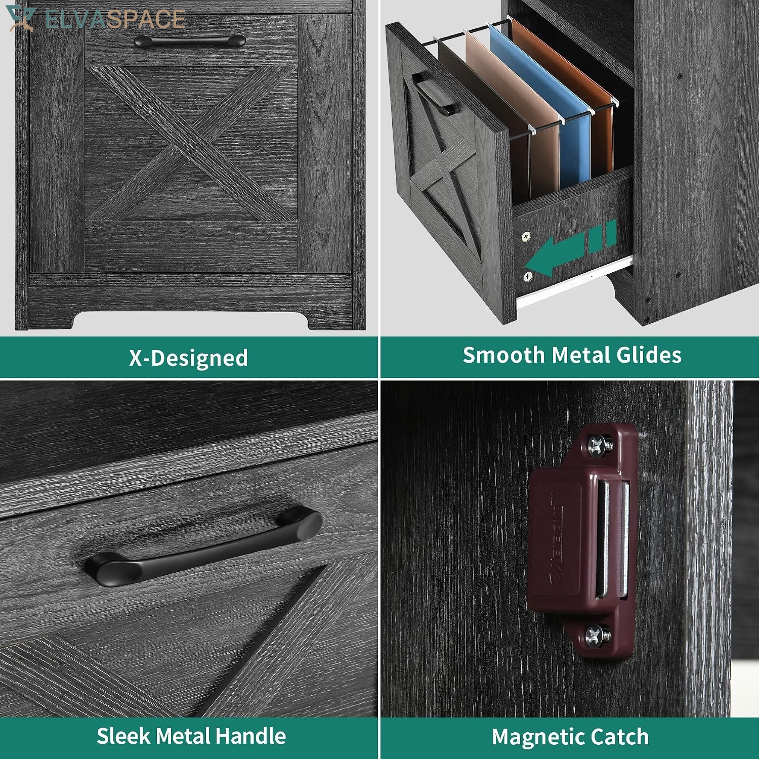 L Shaped Desk with Power Outlets | Computer Corner Desk, File Drawer, Monitor Stand & Storage Shelves, File Cabinet