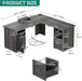L Shaped Desk with Power Outlets | Computer Corner Desk, File Drawer, Monitor Stand & Storage Shelves, File Cabinet