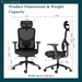Ergonomic Office Chair with Breathable Mesh Back & Thick Cushion Seat, 4D Armrests, 3D Headrest, Adjustable Lumbar Support & Seat Depth, High Back Desk Chair with Tilt Lock (Black)