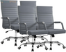 Ergonomic Office Desk Chair, Executive Ribbed Mid-Back PU Leather Conference Room Chair Adjustable Swivel Chair with Arms (1, Orange)