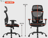 Big and Tall Office Chair Ergonomic Chair 400Lbs Wide Seat Executive Desk Chair with Lumbar Support Adjustable Armrest Headrest High Back Mesh Computer Chair Rolling Swivel Task Chair(Black)