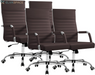 Ergonomic Office Desk Chair, Executive Ribbed Mid-Back PU Leather Conference Room Chair Adjustable Swivel Chair with Arms (1, Orange)