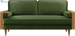 Kellan 72 Inch Velvet Sofa in Walnut Moss Green