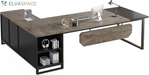 Tribesigns 70.8" Executive Desk with 55" File Cabinet, Industrial L Shaped Computer Desk with Storage Shelves and Cabinet, Large L Shaped Executive Desk for Home Office, Retro Gray & Black