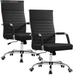 Ergonomic Office Desk Chair, Executive Ribbed Mid-Back PU Leather Conference Room Chair Adjustable Swivel Chair with Arms (1, Orange)