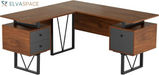 Reversible L-Shaped Computer Desk with File Cabinet, Brown | Drawers, Ideal for Home Office, Workspace Organization, Modern Design, Everyday Use
