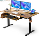 Electric Standing Desk with Keyboard Tray, 44X24, Vintage Brown