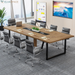 Tribesigns 8FT Conference Table, 94.49 L X 47.24 W X 29.53 H Inches Large Meeting Podcast Table for 10 People, Business Style Wooden Training Table with Strong Metal Frame for Office Conference