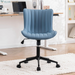 Green Office Desk Chair with Wheels Armless Vanity Chair Modern | Faux Leather Upholstered with Rocking Back, Swivel Height Adjustable Small Cute Computer Rolling Task Chair Ergonomic 300Lb
