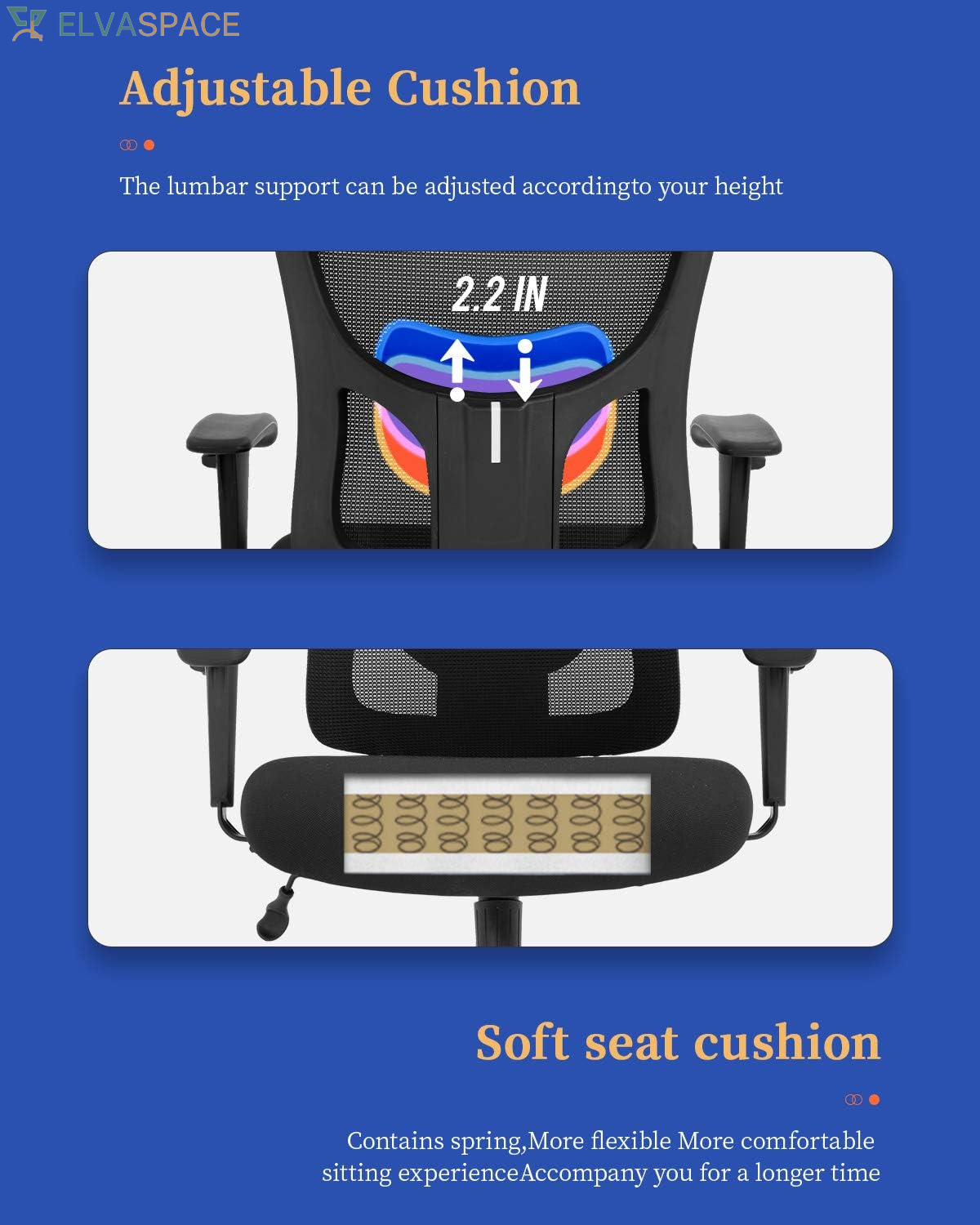 Big and Tall Office Chair Ergonomic Chair 400Lbs Wide Seat Executive Desk Chair with Lumbar Support Adjustable Armrest Headrest High Back Mesh Computer Chair Rolling Swivel Task Chair(Black)