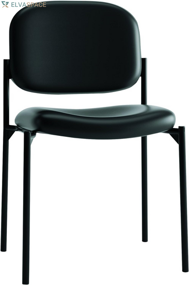 Scatter Guest Office Chair, Armless Leather Seating for Waiting Rooms, Lobbies, Conference Areas, and Offices, Stackable Side Chair for Reception and Training Spaces, Black