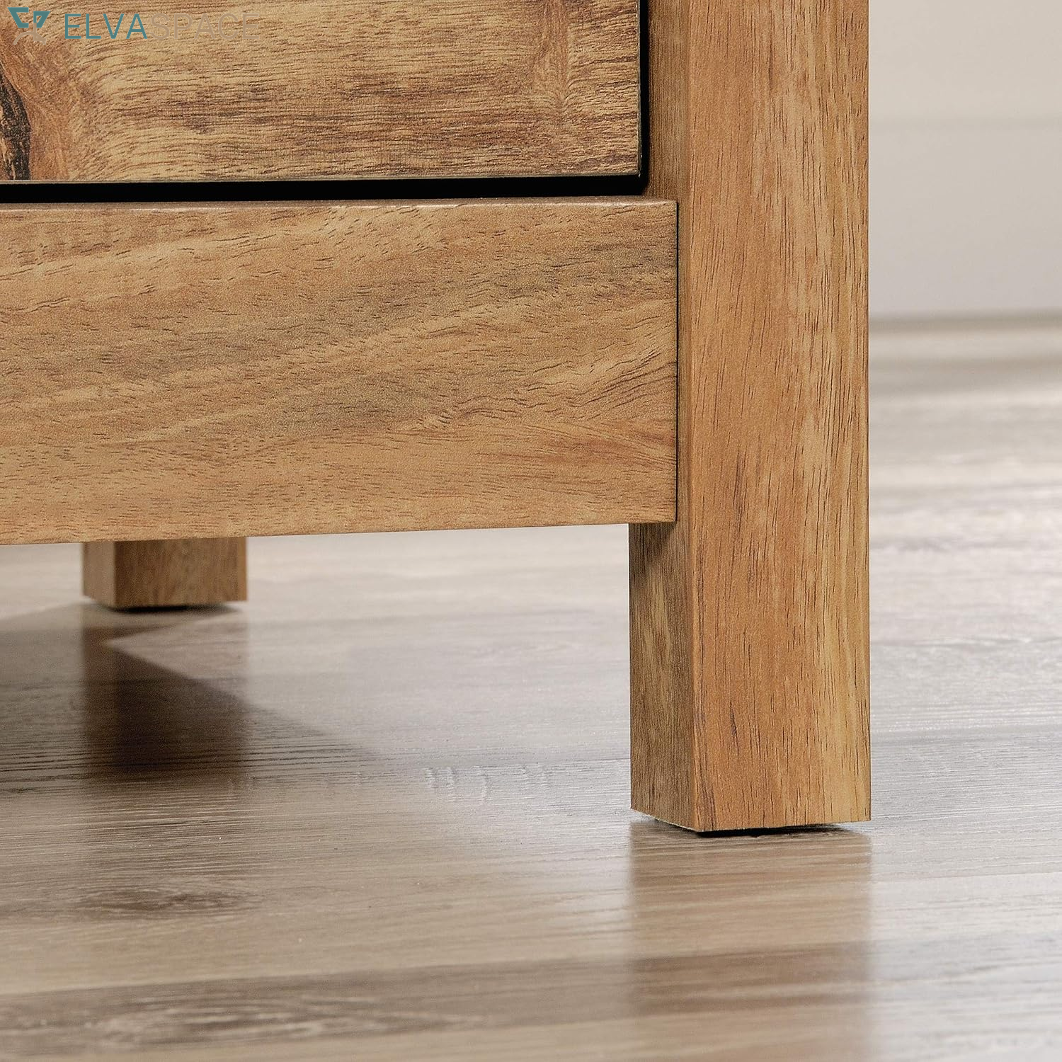 Cannery Bridge L-Shaped Office Desk with Storage Drawer and Self, in Sindoori Mango