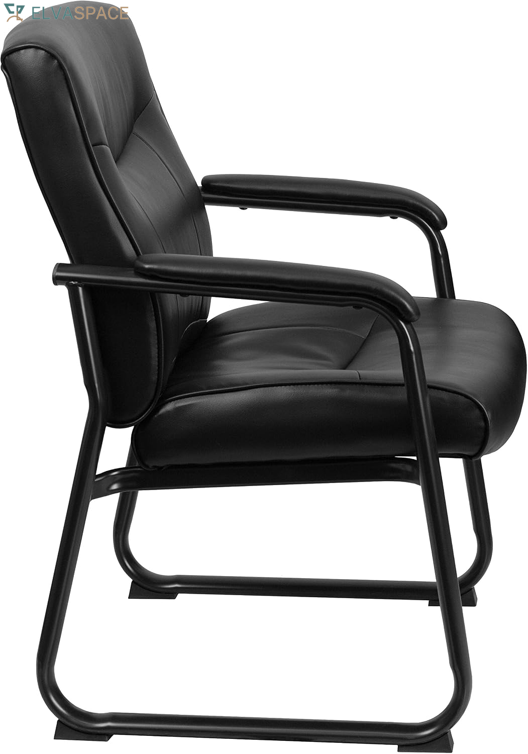 Hercules Series Big & Tall Leathersoft Executive Side Reception Chair, Padded Lobby Chair with 500-Lb. Static Weight Capacity, Black