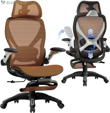 X100 Ergonomic Office Chair with Footrest, Big and Tall Home Desk Chair with 5D Flip-Up Arms, Adjustable 3D Lumbar Support,High Back Rolling Computer Chair, Swivel Mesh Chairs