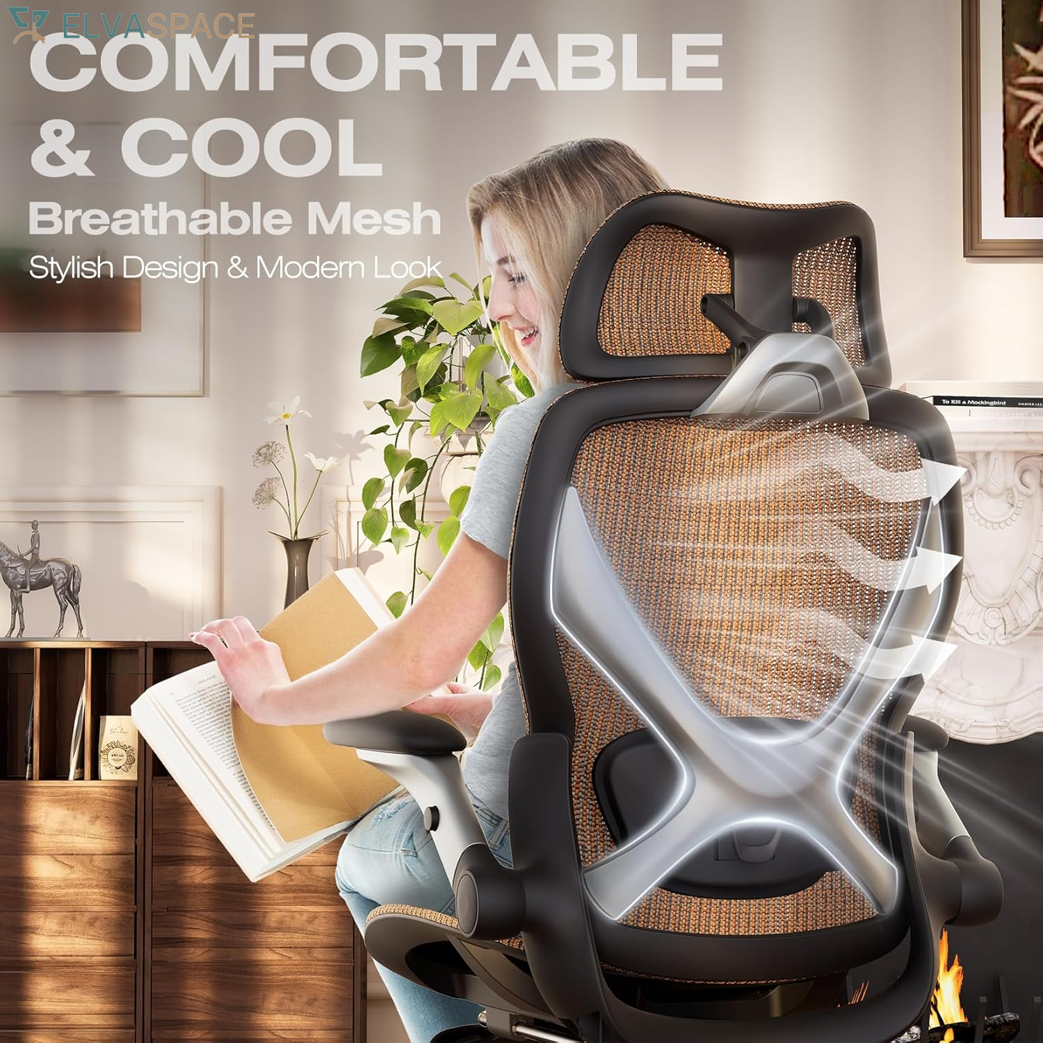 X100 Ergonomic Office Chair with Footrest, Big and Tall Home Desk Chair with 5D Flip-Up Arms, Adjustable 3D Lumbar Support,High Back Rolling Computer Chair, Swivel Mesh Chairs