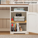 63" Farmhouse L Shaped Executive Desk with Drawers & Storage Shelf, Corner Fluted Computer Desk with Power Outlets, L Shaped Office Desk with Monitor Stand, Printer Shelf