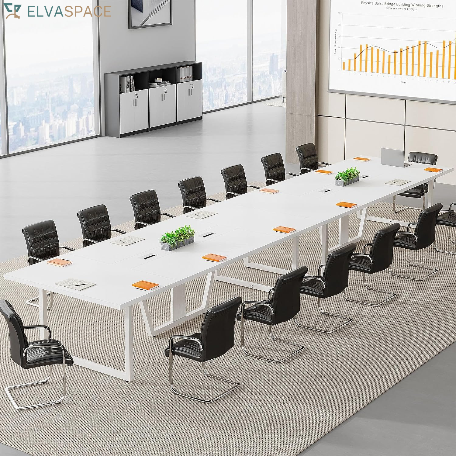 Tribesigns 8FT Conference Table, 94.49 L X 47.24 W X 29.53 H Inches Large Meeting Podcast Table for 10 People, Business Style Wooden Training Table with Strong Metal Frame for Office Conference
