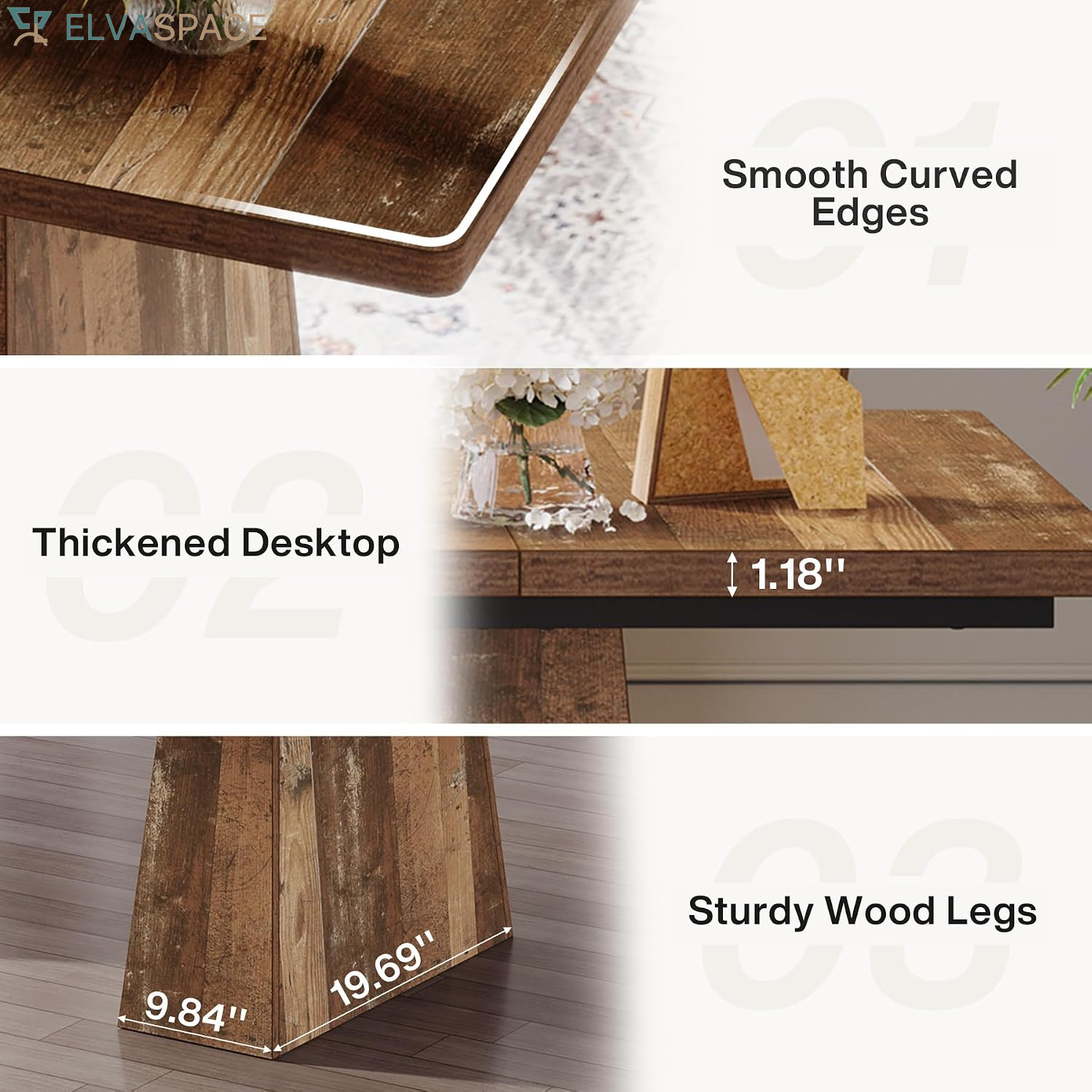 Tribesigns 63-Inch Executive Desk, Large Office Computer Desk with Double Pedestal, Modern Simple Workstations Writing Table Conference Table Business Furniture for Home Office, Espresso Brown