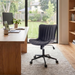 Green Office Desk Chair with Wheels Armless Vanity Chair Modern | Faux Leather Upholstered with Rocking Back, Swivel Height Adjustable Small Cute Computer Rolling Task Chair Ergonomic 300Lb