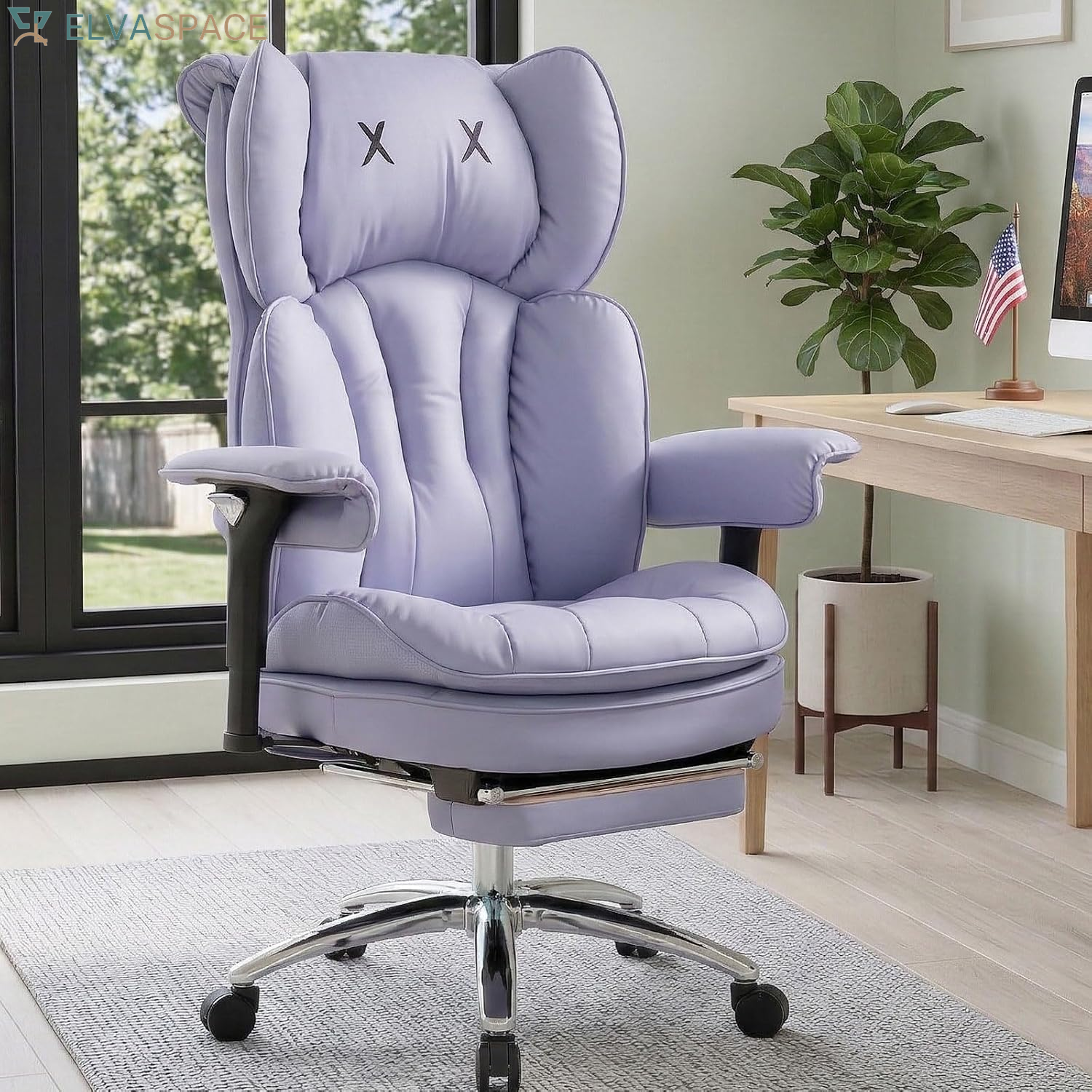 Big & Tall Desk Chair, Wide Executive Office Chair with Footrest Grey