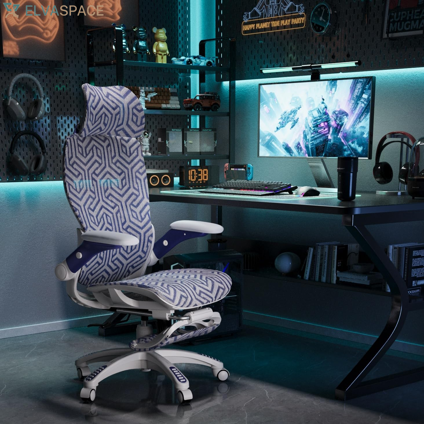 X100 Ergonomic Office Chair with Footrest, Big and Tall Home Desk Chair with 5D Flip-Up Arms, Adjustable 3D Lumbar Support,High Back Rolling Computer Chair, Swivel Mesh Chairs