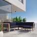 Clearwater Outdoor Patio Teak Wood 6-Piece Sectional Sofa in Gray Graphite