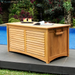 Arie 60-Inch Teak Outdoor Deck Storage Box Chest, Weather-Resistant Patio Organizer with Soft-Close Lid for Pool, Garden & Backyard, 119 Gallons Outdoor Storage Box