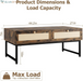 46" Rattan Coffee Table with Metal Frame, Center Rectangular Tables with 2 Drawers, Wooden Small Media Table for Home Living Room, Brown
