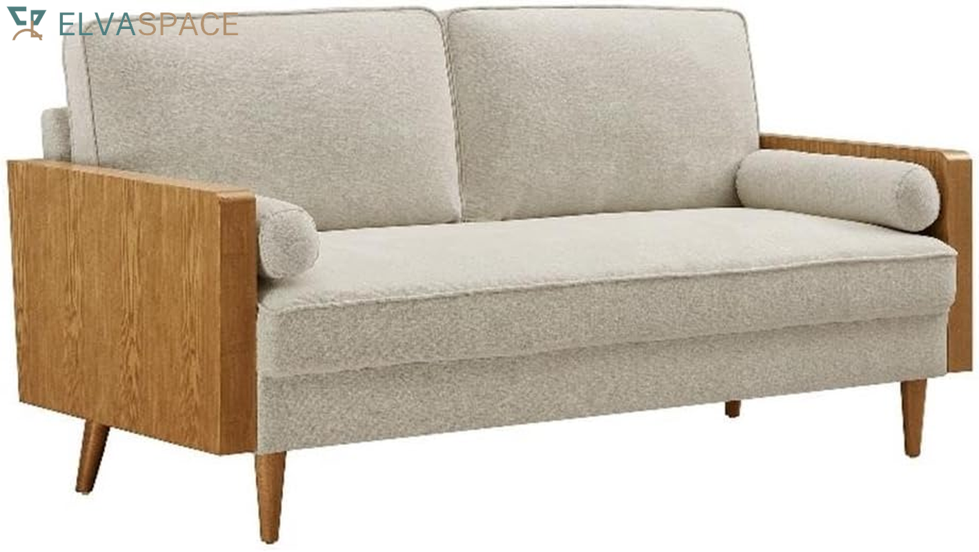 Kellan 72 Inch Velvet Sofa in Walnut Moss Green