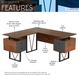Reversible L-Shaped Computer Desk with File Cabinet, Brown | Drawers, Ideal for Home Office, Workspace Organization, Modern Design, Everyday Use